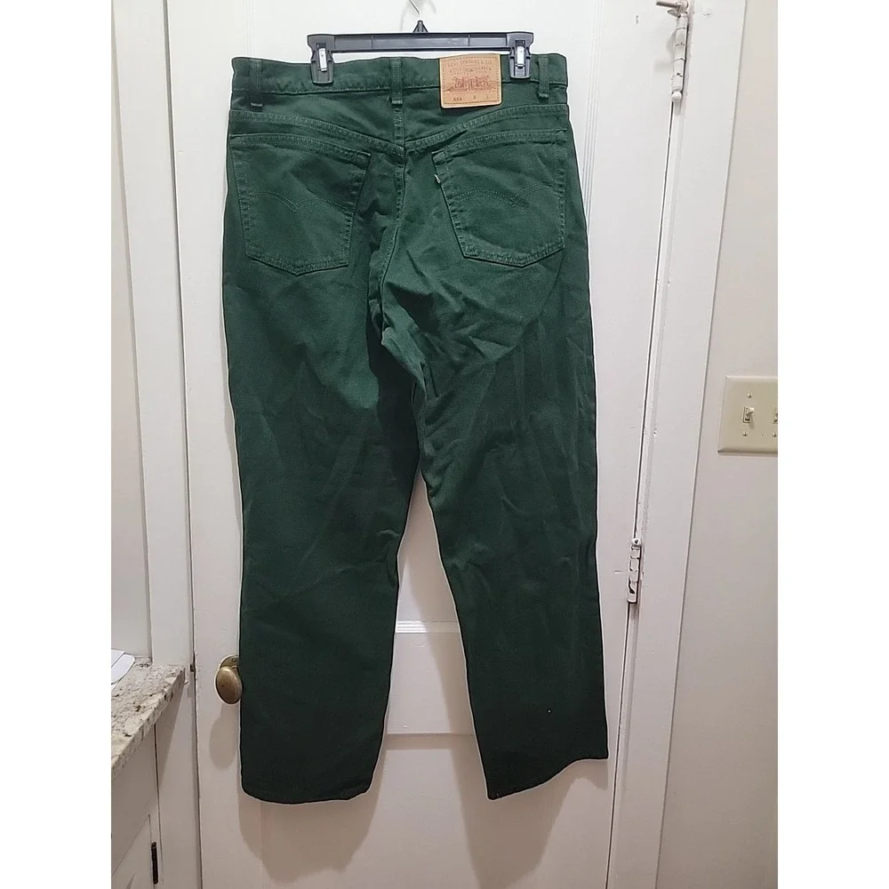 Vintage Levis Jeans Mens 38x32 Green 554 Straight Denim Pants Made in USA 90s